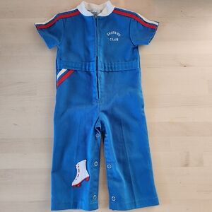 Rare VTG Good Lad Blue Skater Club Jumpsuit With Roller Skate Patch